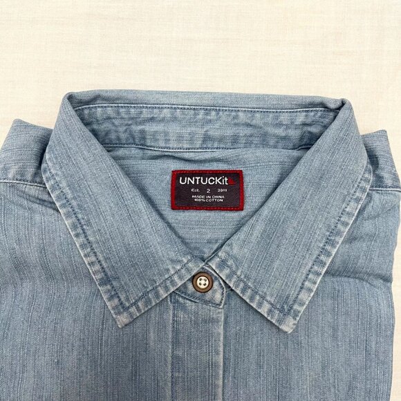 Untuckit Women's Alleanza Blue Long Sleeve Shirt Size 2 NEW - Picture 3 of 4